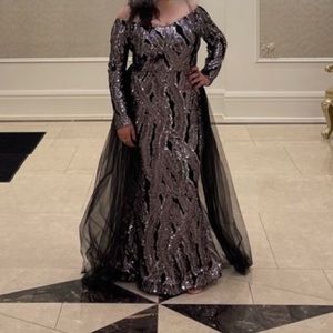 Sequin Evening Gown With Puffy Sides